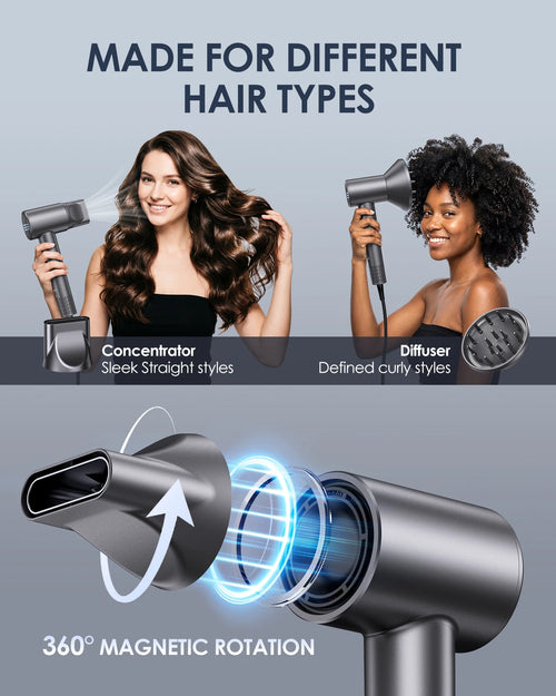 170000RPM High Speed Hair Dryer Negative Ion Brushless Motor Fast Dry Portable Blow Dryer Professional Salon Hair Dryer 100-240V Wide Voltage